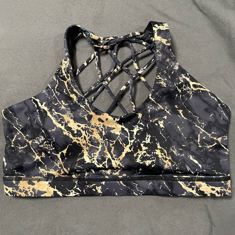 CVG Women's Black and Gold Sports Bra medium